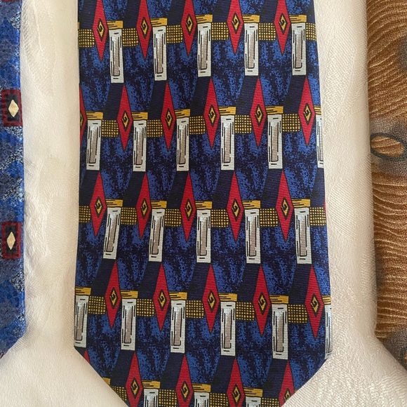 Stylish Men's 3 Silk Tie Set - Blue, Multicolor, Brown #1 - Picture 7 of 9